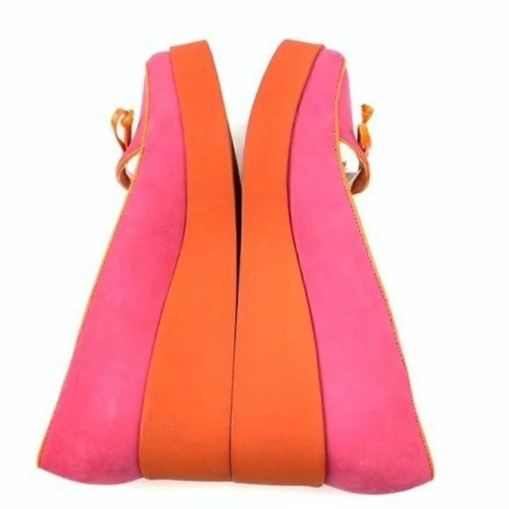 Bernardo Antwerp Platform size 7.5 neon pink suede